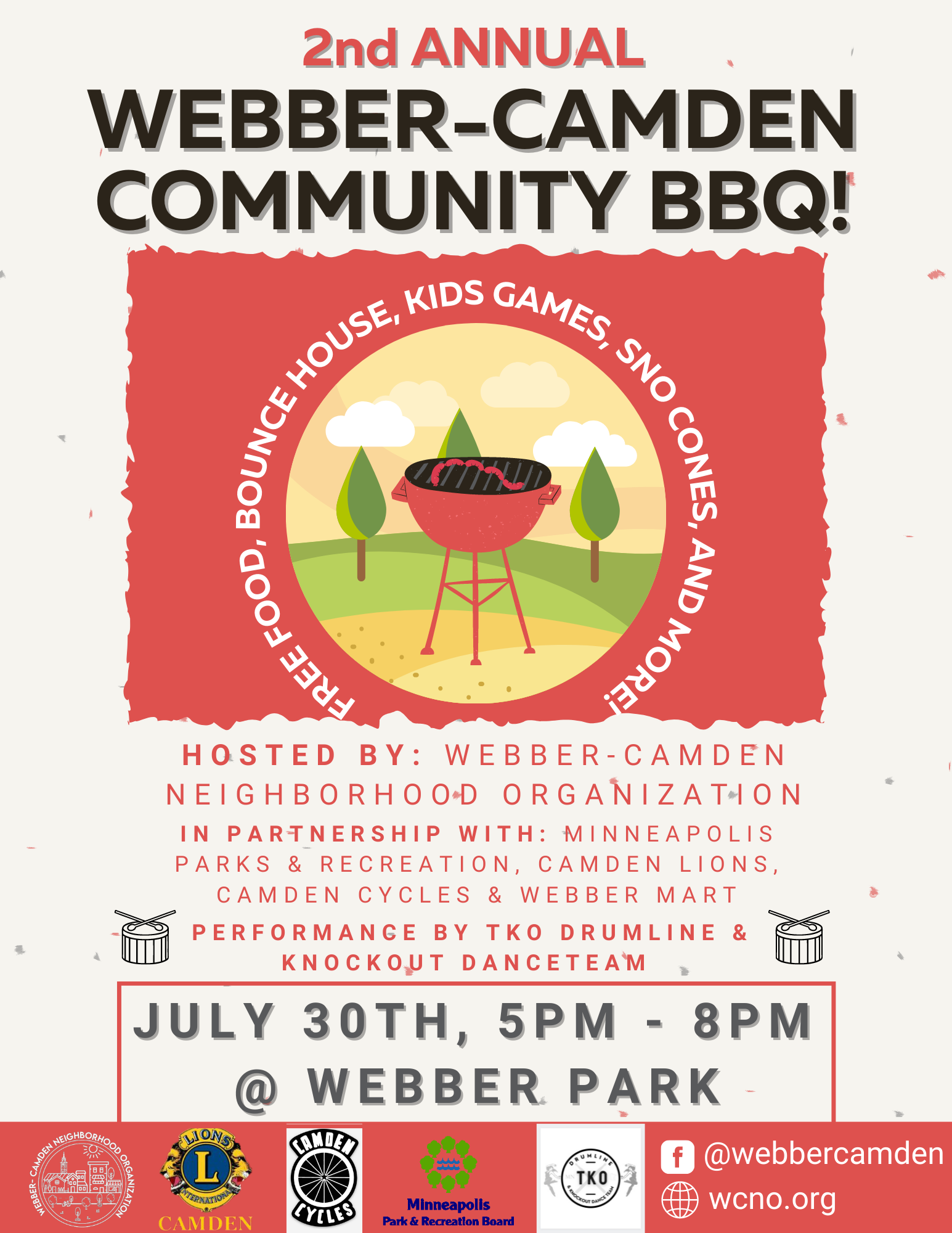 Promotional flyer for July BBQ